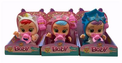 独角兽系列10寸搪胶带四声音乐cry Babies-Tutti Fritti带流眼泪功能，带吸水奶瓶，带奶嘴  . - OBL10085064