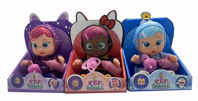 第7代10寸搪胶秋叶和钻石冰雪姐妹和雪宝哭泣娃娃带毛绒加暖带四声音乐带流眼泪功能，带吸水奶瓶，带奶嘴   3款毛绒布料哭泣娃娃混装 - OBL10085067