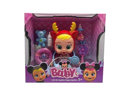 14寸搪胶哭泣娃娃带四声音乐cry Babies-Tutti Fritti带流眼泪功能、听诊器、奶瓶、风扇、小熊吸塑配件 - OBL10086890