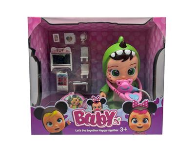 14寸搪胶哭泣娃娃带四声音乐cry Babies-Tutti Fritti带流眼泪功能、听诊器、奶嘴、桌子吸塑配件 - OBL10086891