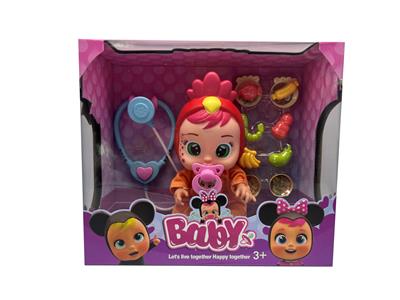 14寸搪胶哭泣娃娃带四声音乐cry Babies-Tutti Fritti带流眼泪功能、奶嘴、听诊器、香蕉吸塑配件 - OBL10086896