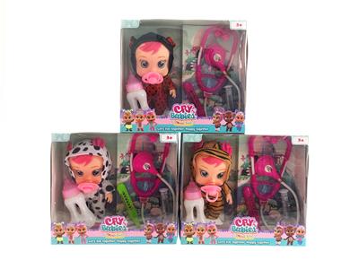 8寸搪胶哭泣娃娃带奶瓶会喝水流眼泪带医具 - OBL10099997