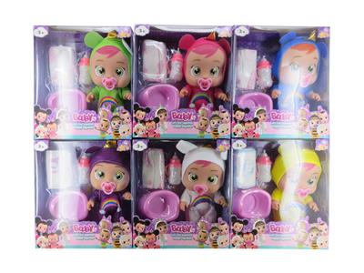 10寸开窗盒搪胶PVC肥童（带IC音乐加尿不湿和尿盆 奶瓶奶嘴吸塑及配件）哭泣娃娃 - OBL10101172