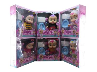 13寸开窗盒搪胶PVC肥童（带IC音乐加尿盆和尿布及配件可以喝水流眼泪）哭泣娃娃 - OBL10101285