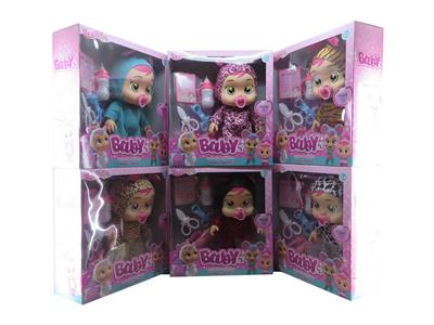 13寸开窗盒搪胶PVC肥童（带IC音乐加尿盆和尿布及配件可以喝水流眼泪）哭泣娃娃 - OBL10101287