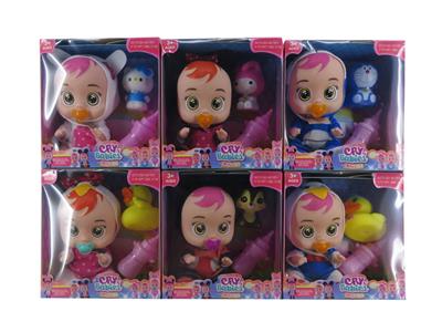 6寸开窗盒实身肥童（带音乐可以喝水流眼泪加动物和配件）冰雪哭泣娃娃 - OBL10101339