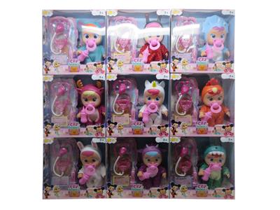 10寸开窗盒搪胶PVC肥童（带IC音乐加医具配件可以喝水流眼泪）哭泣娃娃 - OBL10101395