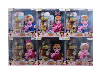 8寸开窗盒搪胶PVC肥童（带IC音乐加梅花鹿动物可以喝水流眼泪）哭泣娃娃 - OBL10101398