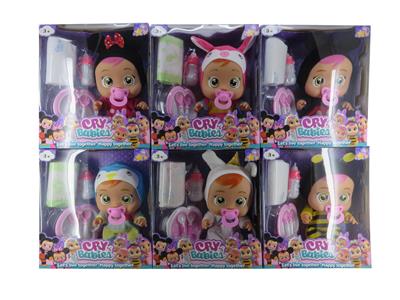 10寸开窗盒搪胶PVC肥童（带IC音乐加餐具和尿布可以喝水流眼泪）哭泣娃娃 - OBL10101421