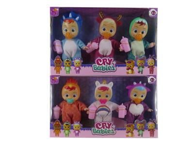 6寸开窗盒搪胶PVC（三只装可以喝水流眼泪）惊喜哭泣娃娃 - OBL10101459