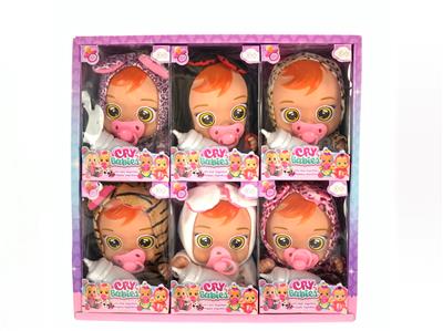 9寸搪胶PVC（带IC音乐可以喝水流眼泪）惊喜哭泣娃娃6只装 - OBL10101473