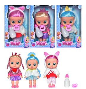 12寸吹瓶身搪胶手脚哭泣娃娃有头发，喝水，流眼泪，4声IC，奶瓶，奶嘴 - OBL10101523