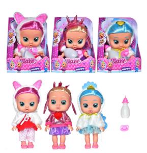 12寸吹瓶身搪胶手脚哭泣娃娃有头发，喝水，流眼泪，4声IC，奶瓶，奶嘴 - OBL10101525