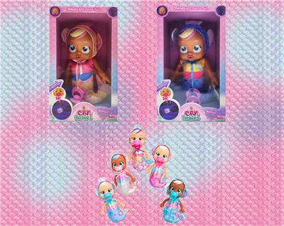 1比1 12寸搪胶头搪胶手棉绒身体带真实流眼泪。金属睡衣美人鱼哭泣娃娃带四声音乐cry Babies-Tutti Fritti带流眼泪功能，带奶嘴 2款混装 - OBL10101622