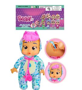 1比1 12寸搪胶头搪胶手毛绒棉身体带真实流眼泪。水晶睡衣恐龙哭泣娃娃带流眼泪功能，带奶嘴 - OBL10101632