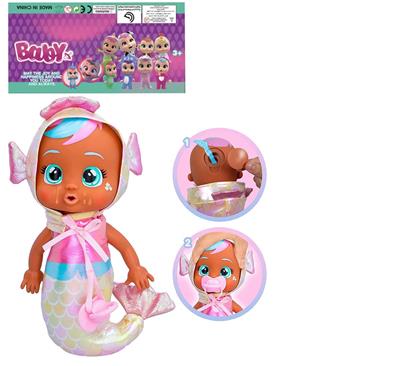 1比1 12寸搪胶头搪胶手棉绒身体带真实流眼泪。金属睡衣美人鱼哭泣娃娃带流眼泪功能，带奶嘴 - OBL10101641