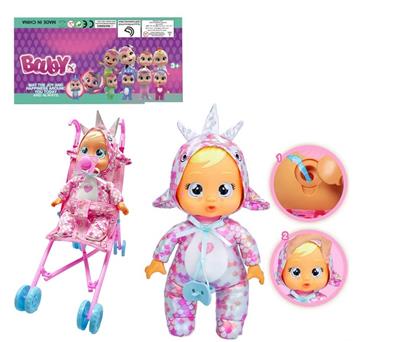 1比1 12寸搪胶头搪胶手毛绒棉身体带真实流眼泪。水晶睡衣恐龙哭泣娃娃带四声音乐cry Babies-Tutti Fritti带流眼泪功能，带奶嘴。带大号推车 - OBL10101650