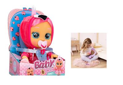 毛绒火烈鸟-第16代14寸搪胶哭泣带头发女孩版娃娃带四声音乐cry Babies-Tutti Fritti带流眼泪功能，带吸水奶瓶，带奶嘴  。毛绒带加暖功能。衣服2件套 - OBL10101666