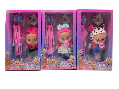 14寸搪胶带头发哭泣娃娃会喝水真流眼泪带四声音乐DAD .Mother.Angry.Cry带奶嘴。带奶瓶。3款混装 - OBL10101672