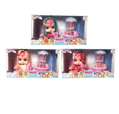 10寸开窗盒搪胶身喝水流泪水果哭泣娃娃（带音乐）4声音乐 - OBL10102804