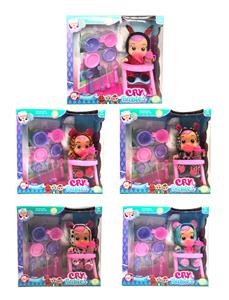 10寸搪胶哭泣娃娃会喝水真流眼泪带四声音乐DAD .Mother.Angry.Cry带奶嘴婴儿厨具套装尿不湿婴儿餐桌5款混装 - OBL10102982