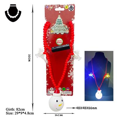 LED七彩闪光圣诞项链串珠3灯（雪人.鹿) 包电3粒AG13 - OBL10103626