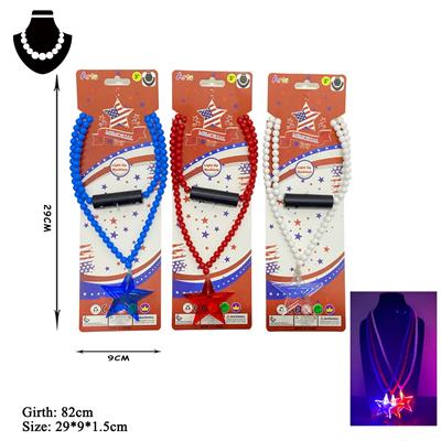 美国国庆LED七彩闪光项链串珠（五角星)3色混装 包电3粒AG13 - OBL10103629