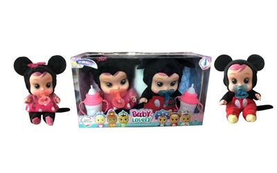 迪士尼米琪米妮9寸搪胶哭泣娃娃带4声音乐DAD .Mother.Angry.Cry带奶嘴娃娃带流眼泪功能 - OBL10104409