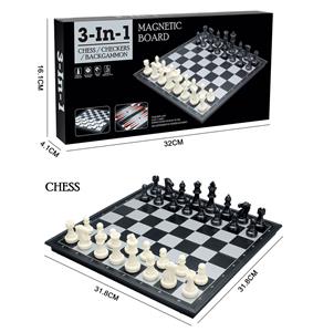3合1国际象棋/国际跳棋/双陆棋磁性折叠棋盘 - OBL10112425