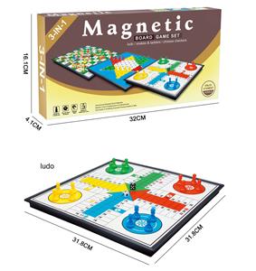 3合1跳棋/蛇梯棋/骰子棋磁性折叠棋盘 - OBL10112426