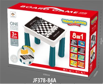 8合1棋桌带32粒黑＋26粒红+16粒白+10粒绿+10粒黄+4粒蓝+2骰子（无磁性） - OBL10113815