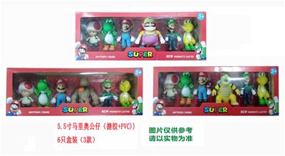 3款5.5寸搪胶PVC马里奥（6只开窗盒装） - OBL10116498