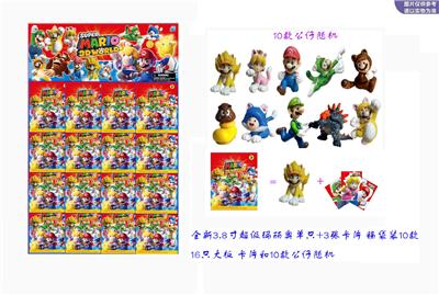 PVC软胶环保料全新3.8寸超级玛丽奥单只+3张卡片 锡袋装10款 16只大板 卡片和10款公仔随机 - OBL10116503