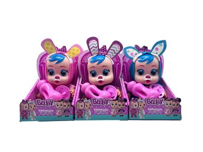 第14代10寸搪胶带四声音乐cry Babies-Tutti Fritti带流眼泪功能，带吸水奶瓶，带奶嘴  。小白兔 - OBL10116657