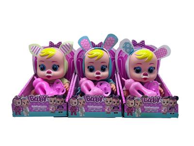 第14代10寸搪胶带四声音乐cry Babies-Tutti Fritti带流眼泪功能，带吸水奶瓶，带奶嘴  。小白兔 - OBL10116658