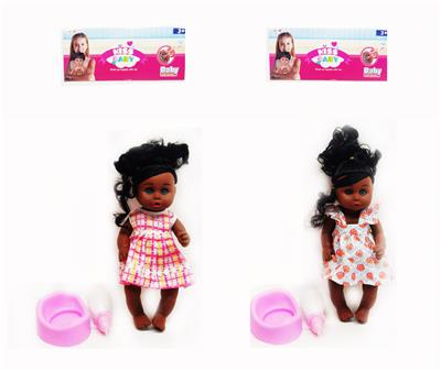 14寸活眼喝水尿尿娃娃黑皮肤娃娃 头部手脚搪胶 带IC包3粒纽扣电池 黑人(GCC) - OBL10123645