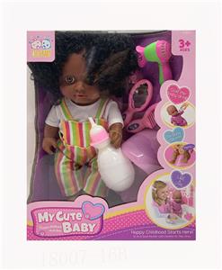 12寸喝水尿尿娃娃黑皮肤娃娃 头部手脚搪胶 带IC包3粒纽扣电池 黑人(GCC)(CPC) - OBL10123646