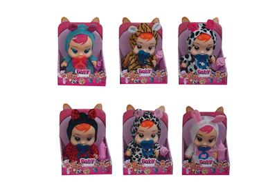 10寸哭泣娃娃全身搪胶身体带4声音乐器喝水流眼泪功能带奶瓶奶嘴6款混装 - OBL10124209