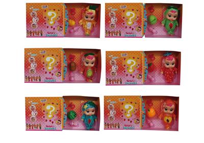 10寸水果哭泣娃娃全身搪胶身体带4声音乐器喝水流眼泪功能带奶瓶奶嘴带水果6款混装 - OBL10124214