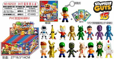 15代3寸跌跌撞撞公仔单只（有钥匙扣）+3张卡片 锡袋装 24只锡袋展示盒 卡片和16款公仔随机（ PVC软胶环保料） - OBL10126306