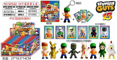 15代3寸跌跌撞撞公仔单只（有钥匙扣）+3张卡片 锡袋装 24只锡袋展示盒 卡片和8款公仔随机（ PVC软胶环保料） - OBL10126317