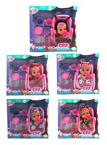 10寸搪胶哭泣娃娃会喝水真流眼泪带四声音乐DAD .Mother.Angry.Cry带奶嘴婴儿厨具套装尿不湿婴儿摇篮5款混装 - OBL10128899