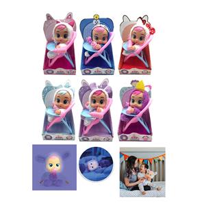 第6代10寸搪胶哭泣娃娃带夜光功能带毛绒加暖带餐椅四声音乐带流眼泪功能，带吸水奶瓶，带奶嘴  4个功能 6款夜光哭泣娃娃混装 - OBL10128913