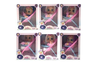 第6代10寸搪胶哭泣娃娃带夜光功能带毛绒加暖带餐椅四声音乐带流眼泪功能，带吸水奶瓶，带奶嘴  4个功能 3款夜光哭泣娃娃混装 - OBL10128914