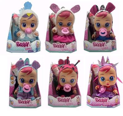 毛绒孔雀天使-第9代14寸搪胶哭泣娃娃带四声音乐cry Babies-Tutti Fritti带流眼泪功能，带吸水奶瓶，带奶嘴  。毛绒带加暖功能。衣服2件套 - OBL10128925