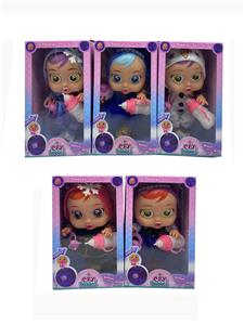 第7代14寸搪胶钻石秋叶冰冰雪姐妹和雪宝哭泣娃娃带四声音乐cry Babies-Tutti Fritti带流眼泪功能，带吸水奶瓶，带奶嘴  3款毛绒布料版哭泣娃娃混装 - OBL10128954