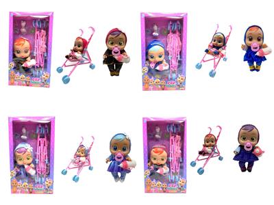 14寸搪胶哭泣娃娃会喝水真流眼泪带四声音乐DAD .Mother.Angry.Cry钻石冰雪姐款带大号手推车带单奶瓶奶嘴水盆尿不湿 - OBL10128956