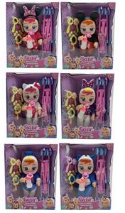 18寸搪胶米奇、米妮哭泣娃娃带四声音乐cry Babies-Tutti Fritti带流眼泪功能，带吸水奶瓶，带奶嘴，带推车，带梳子吸塑配件 2款毛绒布料版哭泣娃娃混装 - OBL10128960