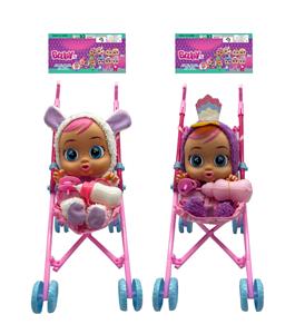 14寸搪胶夜光哭泣娃娃带四声音乐cry Babies-Tutti Fritti带流眼泪功能，带吸水奶瓶，带奶嘴  带大号推车 - OBL10145088