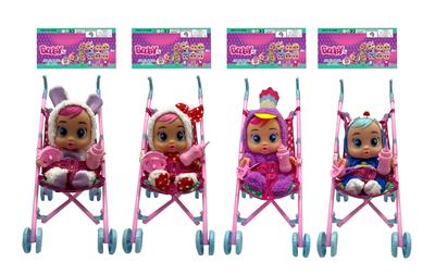 10寸搪胶夜光哭泣娃娃带四声音乐cry Babies-Tutti Fritti带流眼泪功能，带吸水奶瓶，带奶嘴  带推车 - OBL10145090